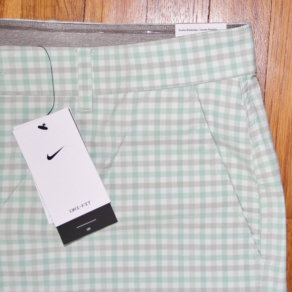 Nike Dri-Fit UV Plaid Golf Shorts Mens 38 Green - Picture 3 of 7